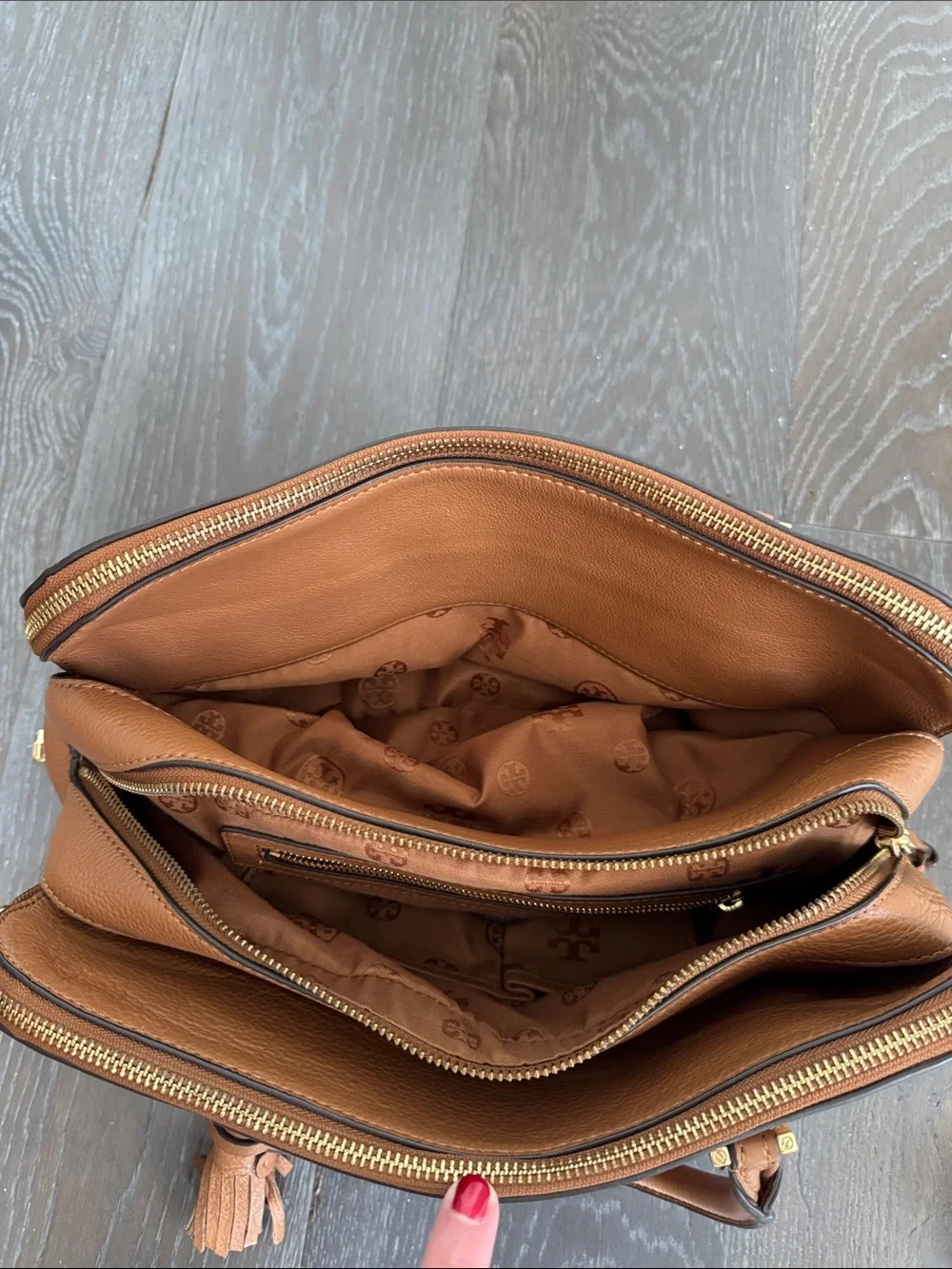 Tory Burch Brown Leather Tote with Tassel